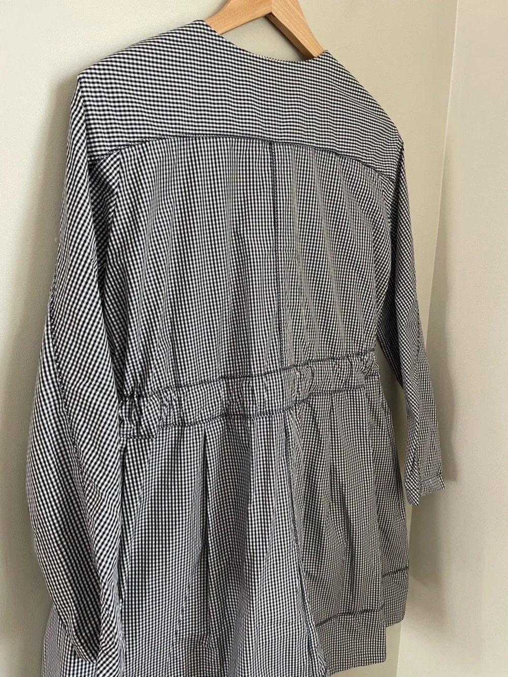 Jill Stuart Blue Gingham Dress Button Front Pocket Structured Fit Flare Size S - Picture 6 of 14